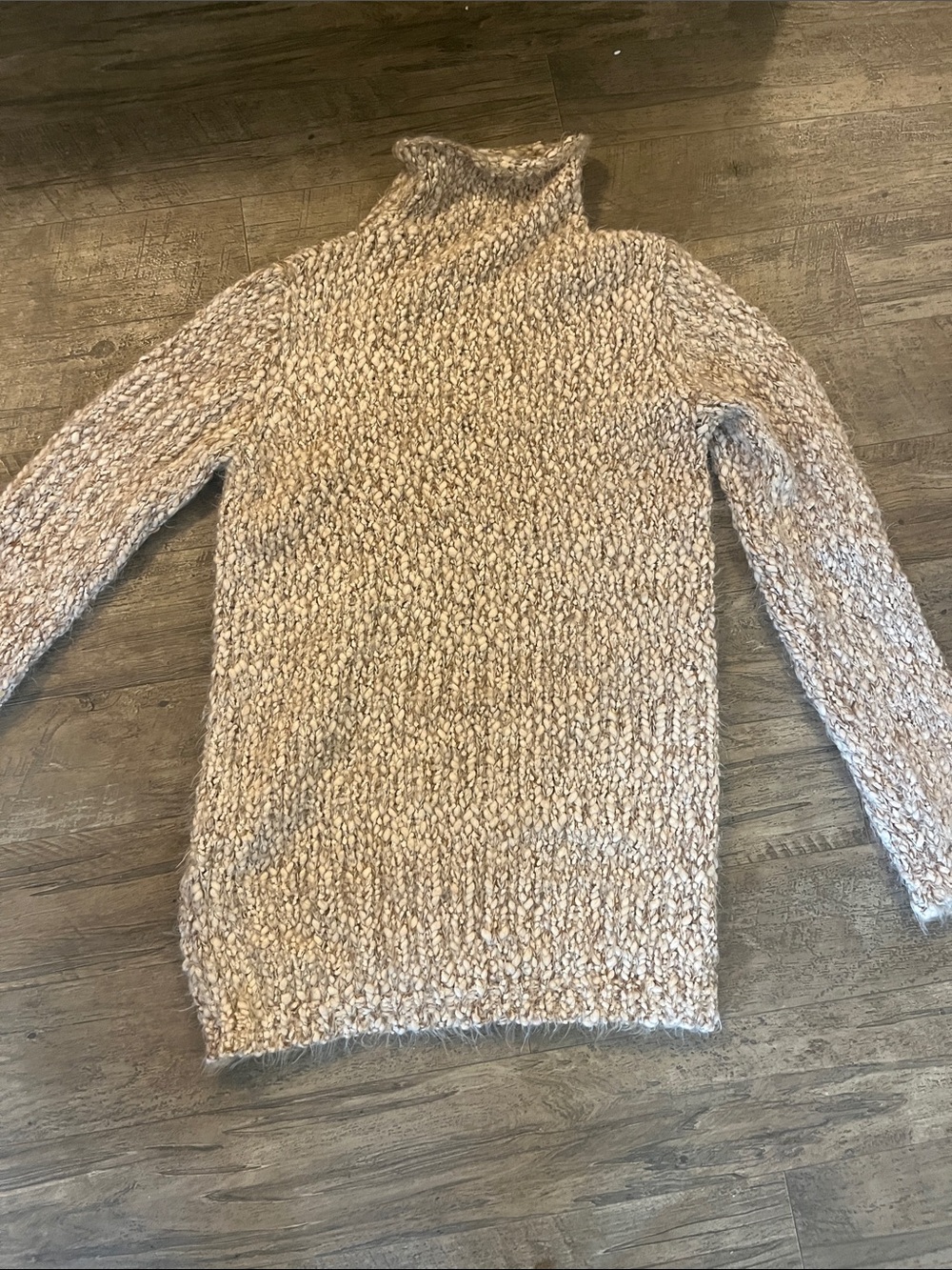Chelsea & Theodore Cream Bouclé Knit Turtleneck Sweater